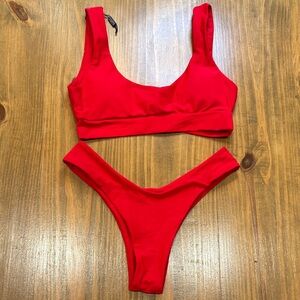 Zaful red bikini Set size 4 Small women’s two piece  NWOT buttery soft fabric